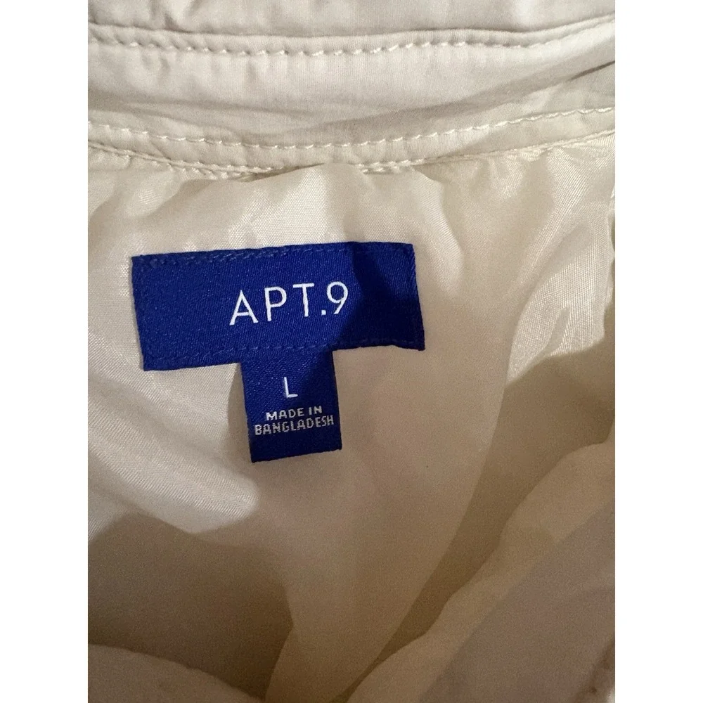 Apt. 9 Shacket Quilted Shirt Jacket Ivory Cream‎ Men's Large Snaps Pockets